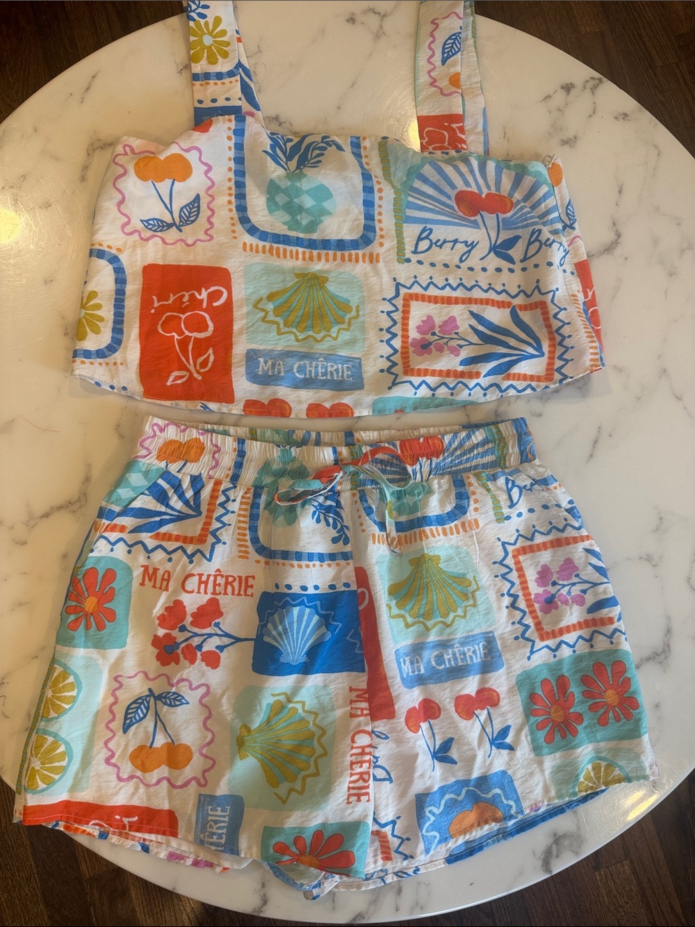 Summer Printed Two-Piece Shorts Set - Multicolor